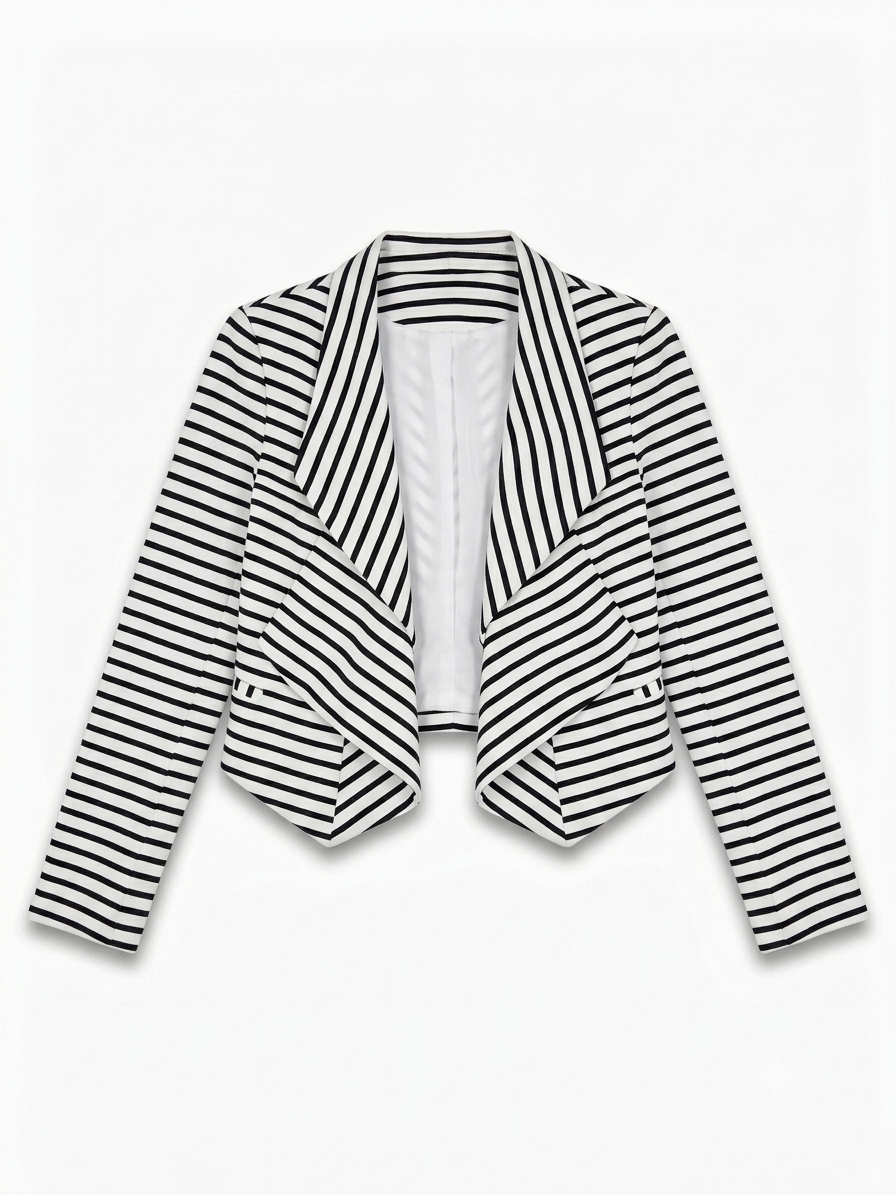 Blazer de rayas blanco y negro con solapa