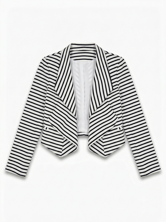 Blazer de rayas blanco y negro con solapa