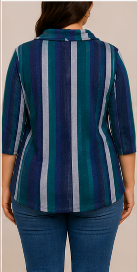 Blusa de Rayas Multicolor con Diseño Asimétrico
