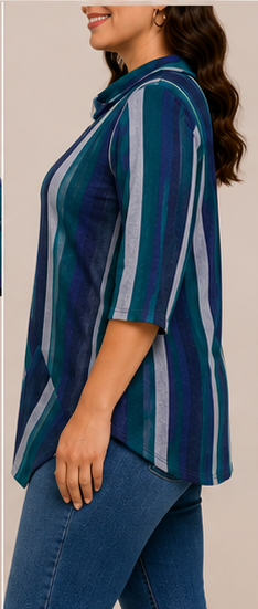 Blusa de Rayas Multicolor con Diseño Asimétrico