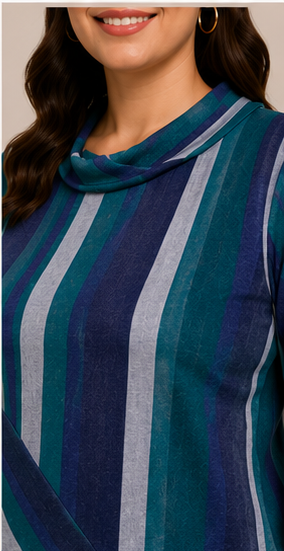 Blusa de Rayas Multicolor con Diseño Asimétrico