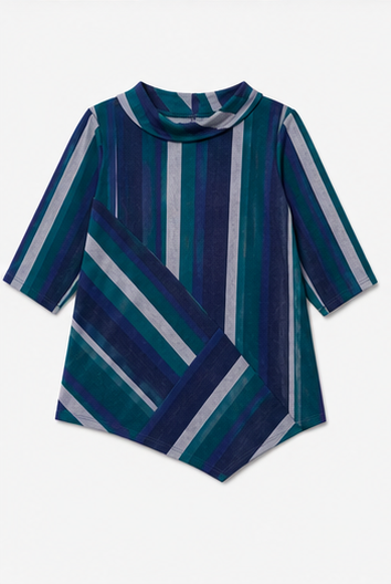 Blusa de Rayas Multicolor con Diseño Asimétrico