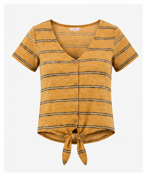 Blusa de Rayas con Nudo Frontal para Mujer