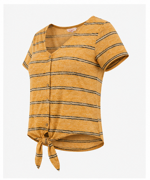 Blusa de Rayas con Nudo Frontal para Mujer
