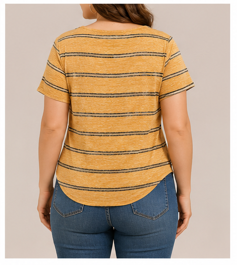 Blusa de Rayas con Nudo Frontal para Mujer