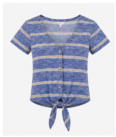 Blusa de Rayas con Nudo Frontal