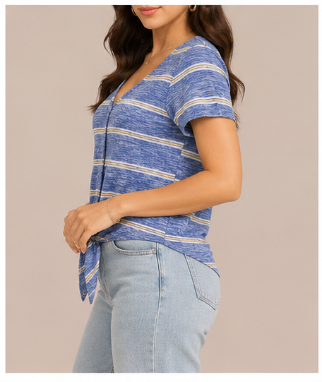 Blusa de Rayas con Nudo Frontal