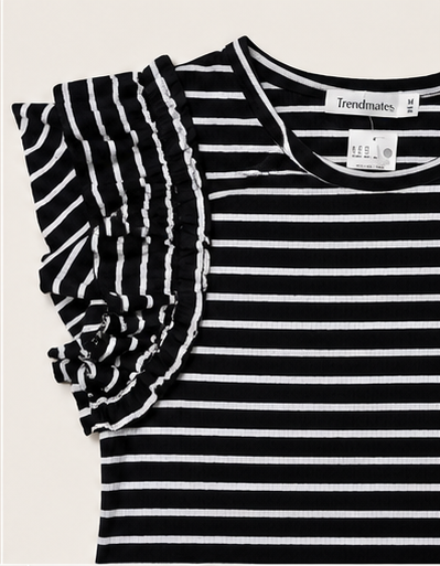 Blusa de Rayas con Olanes en los Hombros
