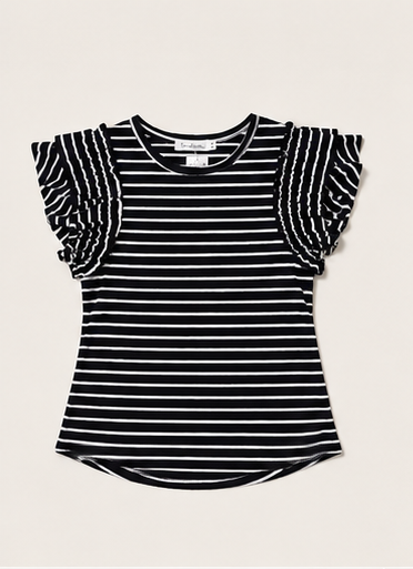 Blusa de Rayas con Olanes en los Hombros