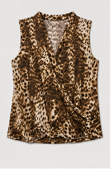 Blusa Animal Print con Detalle Cruzado