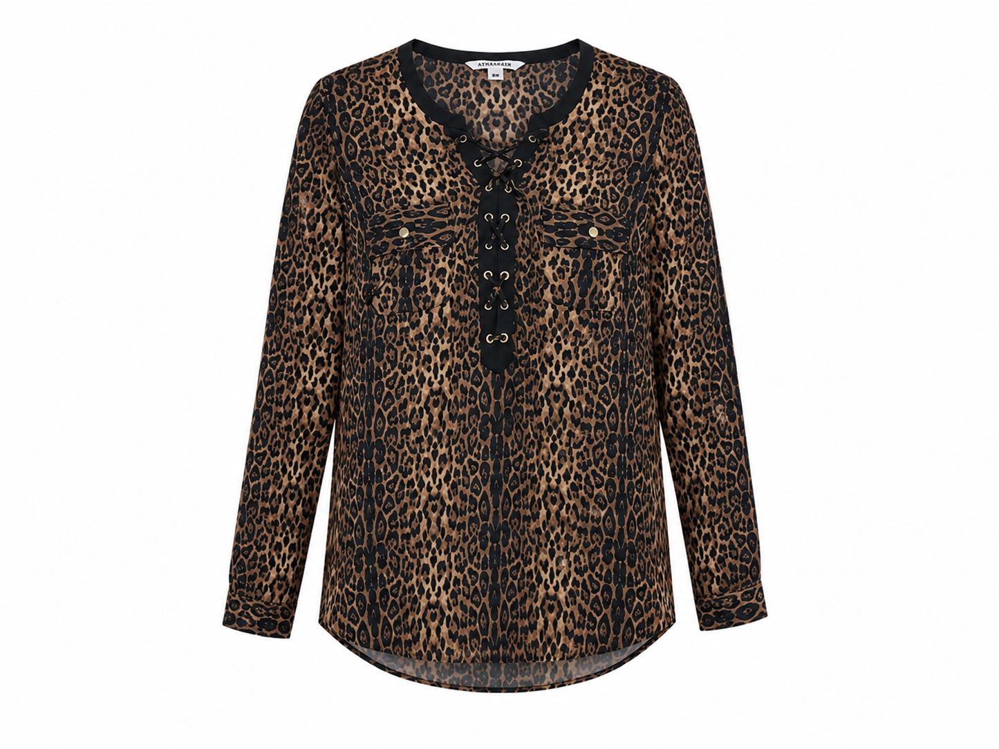 Blusa animal print con detalle de cordón