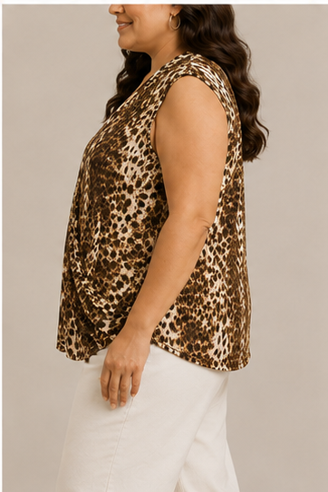 Blusa Animal Print con Detalle Cruzado
