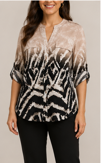 Blusa Estampada de Manga 3/4