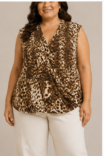 Blusa Animal Print con Detalle Cruzado