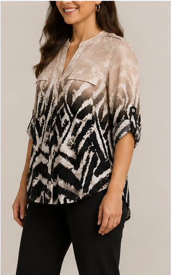 Blusa Estampada de Manga 3/4