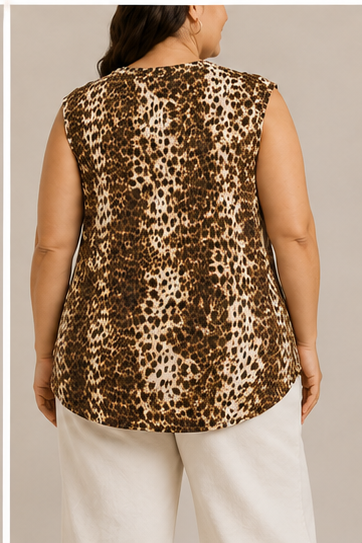 Blusa Animal Print con Detalle Cruzado