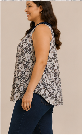Blusa Sin Mangas Animal Print Elegante