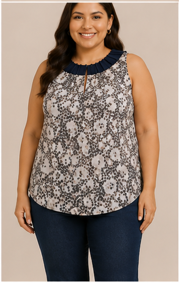 Blusa Sin Mangas Animal Print Elegante