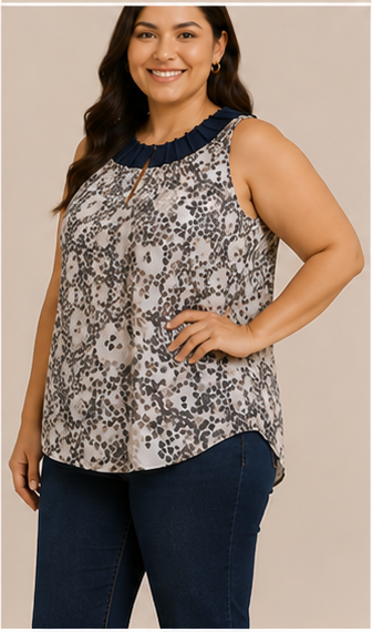 Blusa Sin Mangas Animal Print Elegante