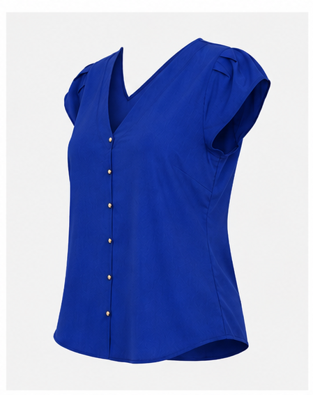 Blusa Lisa con Escote en V para Mujer