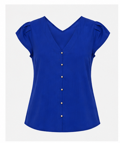 Blusa Lisa con Escote en V para Mujer