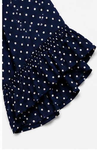 Blusa Azul Marino de Lunares con Volantes