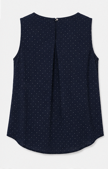 Blusa Sin Mangas Azul Marino con Lunares