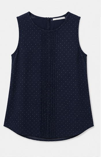 Blusa Sin Mangas Azul Marino con Lunares