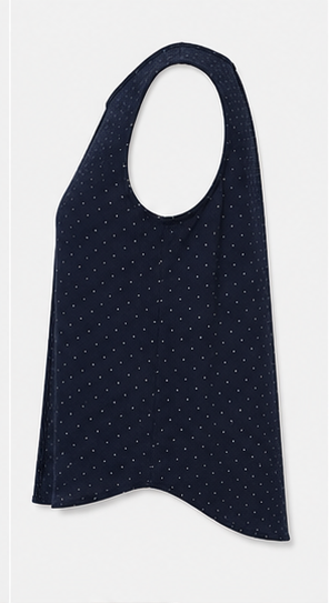 Blusa Sin Mangas Azul Marino con Lunares