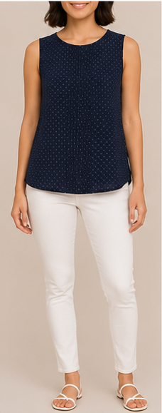 Blusa Sin Mangas Azul Marino con Lunares