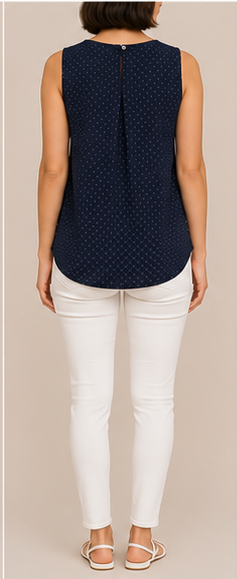 Blusa Sin Mangas Azul Marino con Lunares