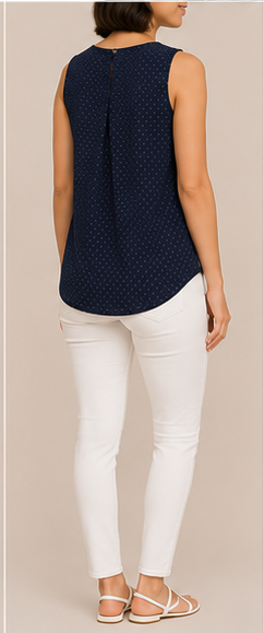 Blusa Sin Mangas Azul Marino con Lunares