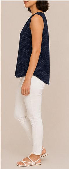 Blusa Sin Mangas Azul Marino con Lunares