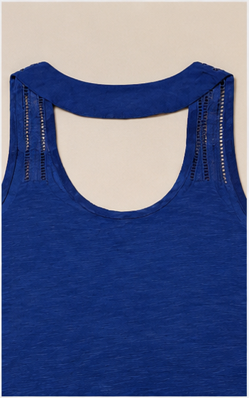 Blusa Sin Mangas Azul Cuello V