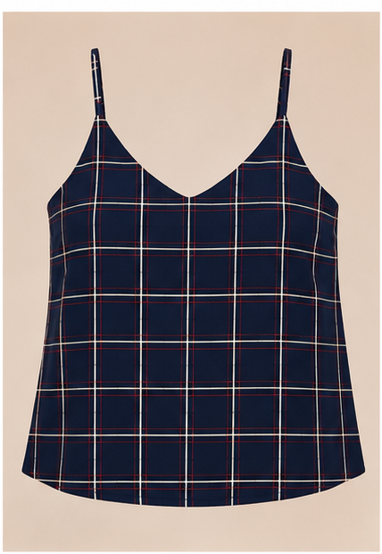 Blusa de tirantes con estampado de cuadros