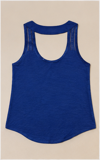 Blusa Sin Mangas Azul Cuello V
