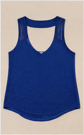 Blusa Sin Mangas Azul Cuello V