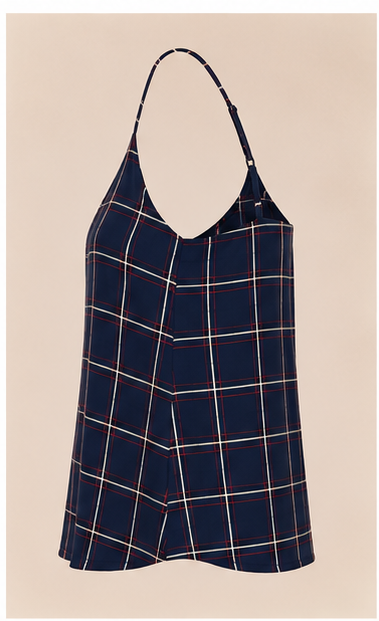Blusa de tirantes con estampado de cuadros