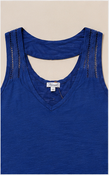 Blusa Sin Mangas Azul Cuello V