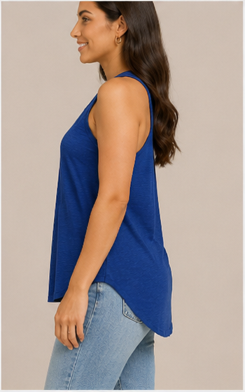 Blusa Sin Mangas Azul Cuello V