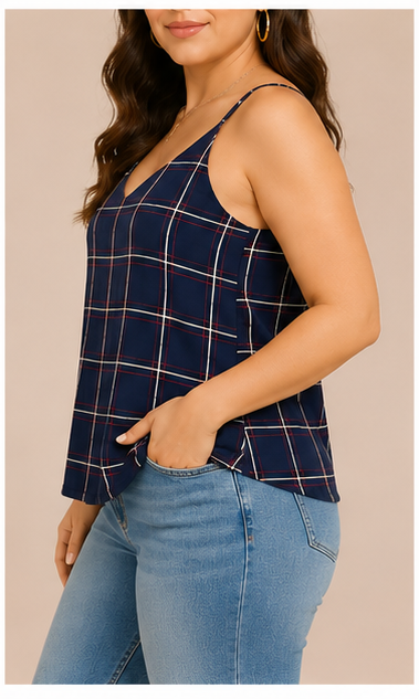 Blusa de tirantes con estampado de cuadros