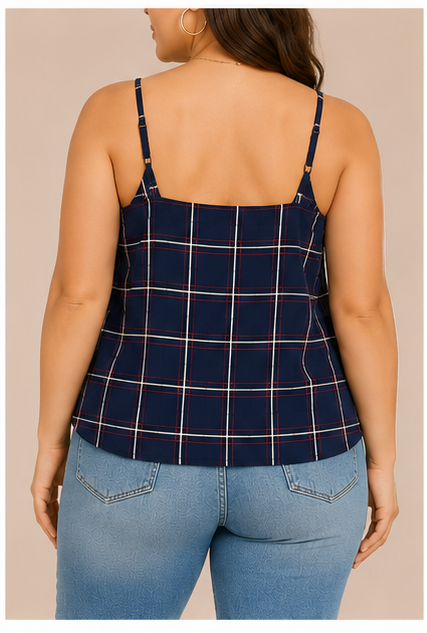 Blusa de tirantes con estampado de cuadros