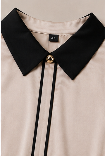 Blusa satinada con cuello de contraste