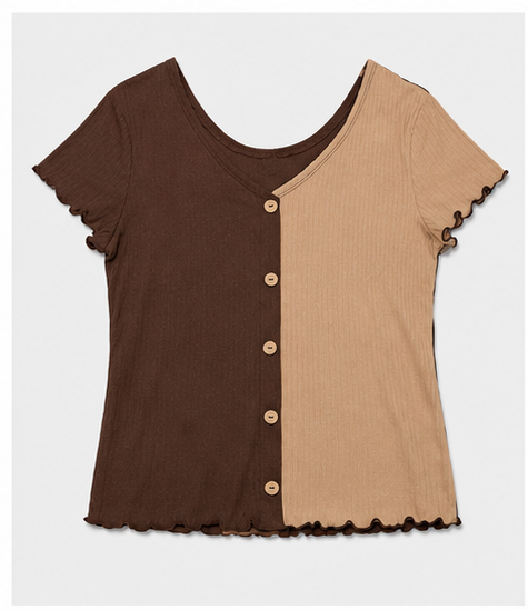 Blusa Bicolor Acanalada para Mujer