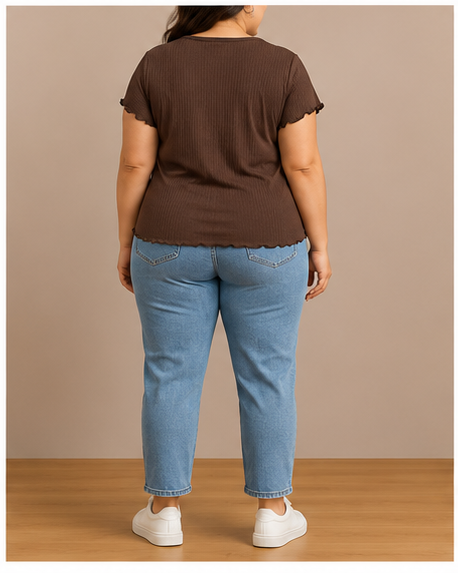 Blusa Bicolor Acanalada para Mujer
