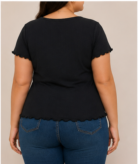 Blusa Bicolor Acanalada para Mujer