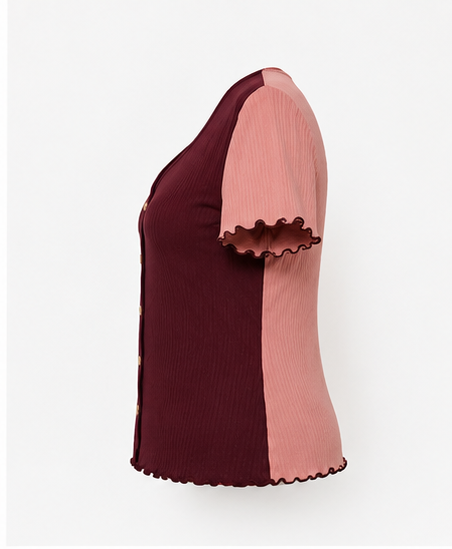 Blusa Bicolor Acanalada para Mujer