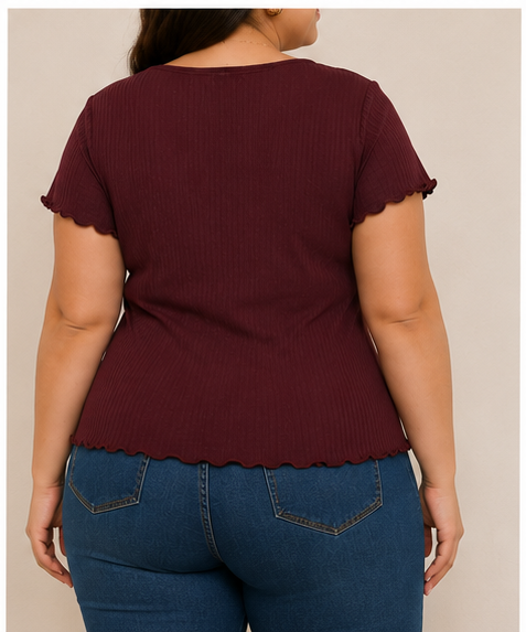 Blusa Bicolor Acanalada para Mujer