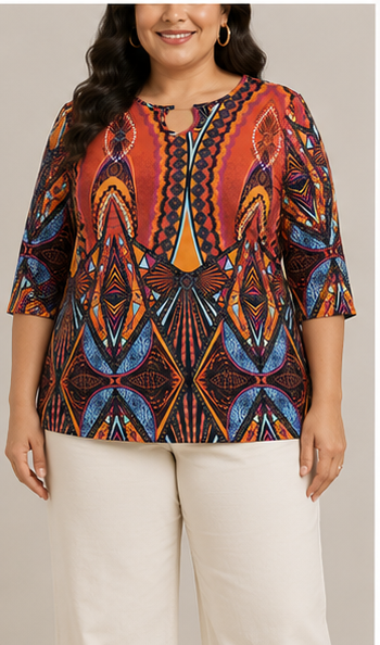 Blusa Bohemia Multicolor con Estampado Étnico