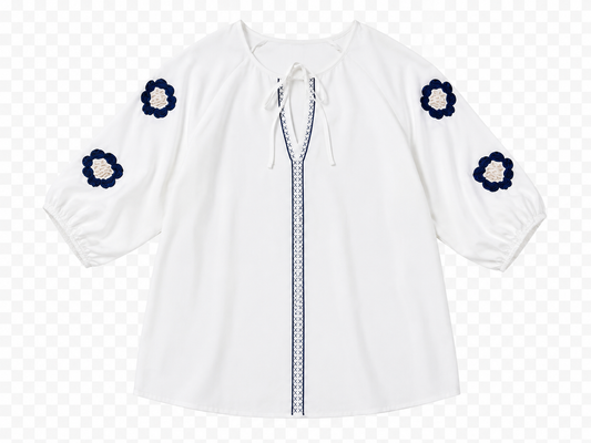 Blusa Blanca con Bordados Florales para Mujer